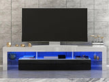 LED TV STAND 160CM - WHITE WITH BLACK DOOR