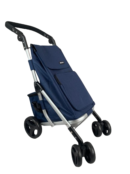 6 Wheeled Bag Soft Foam Grip Shopping Trolley - Navy