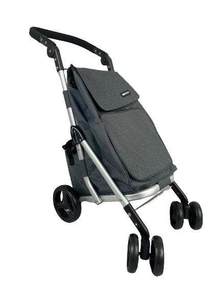 6 Wheeled Bag Soft Foam Grip Shopping Trolley - Grey