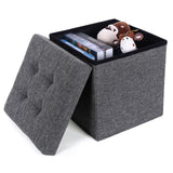 Folding Ottoman Storage Box Pouffe Seat Stool Home Chair Foot stool Bench LINEN