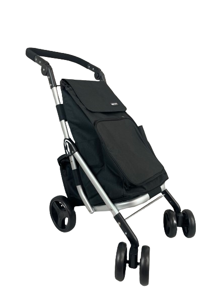 6 Wheeled Bag Soft Foam Grip Shopping Trolley - Black