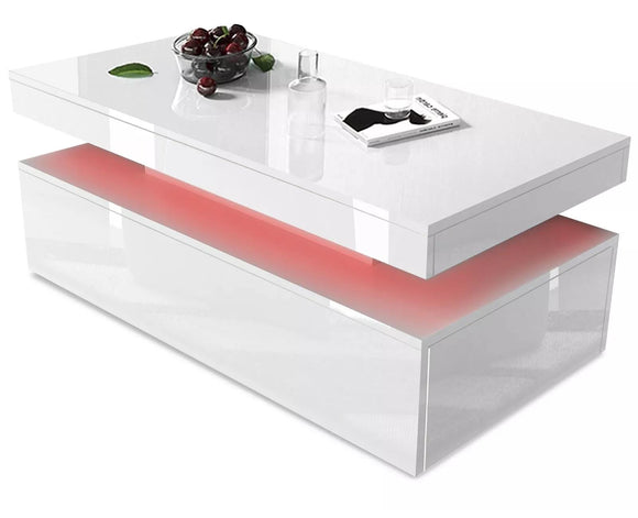 2 Drawer High Gloss Coffee Table - White