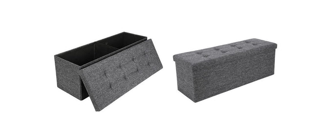 Folding Ottoman Storage Box Pouffe Seat Stool Home Chair Foot stool Bench LINEN