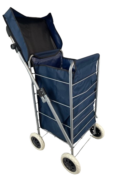 4 WHEEL SHOPPING TROLLEY - NAVY