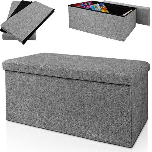 Folding Ottoman Storage Box Pouffe Seat Stool Home Chair Foot stool Be ...