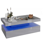 2 Drawer High Gloss Coffee Table - Grey