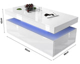 2 Drawer High Gloss Coffee Table - White