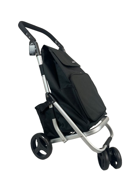 4 Wheeled Bag Soft Foam Grip Shopping Trolley - Black