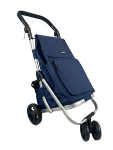 4 Wheeled Bag Soft Foam Grip Shopping Trolley - Navy