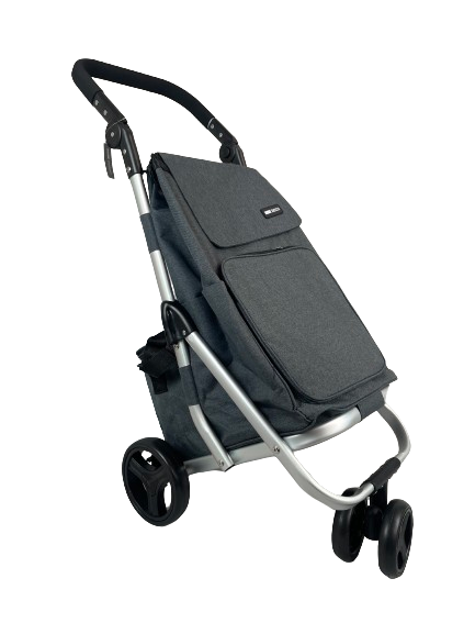 4 Wheeled Bag Soft Foam Grip Shopping Trolley - Grey