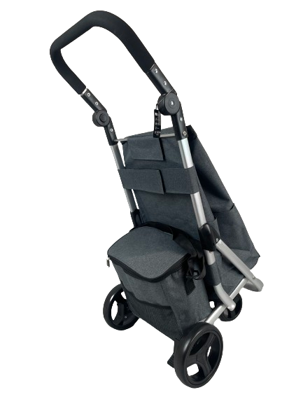 4 Wheeled Bag Soft Foam Grip Shopping Trolley - Grey