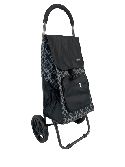 2 Wheeled Bag Soft Foam Grip Shopping Trolley - Black