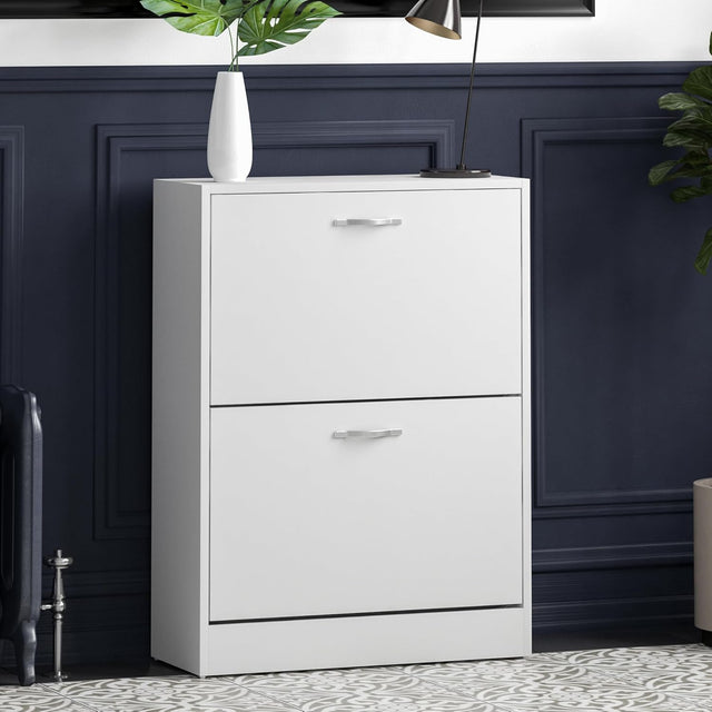 2 Tier Shoe Cabinet - White
