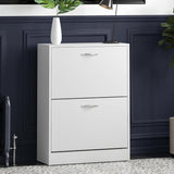 2 Tier Shoe Cabinet - White