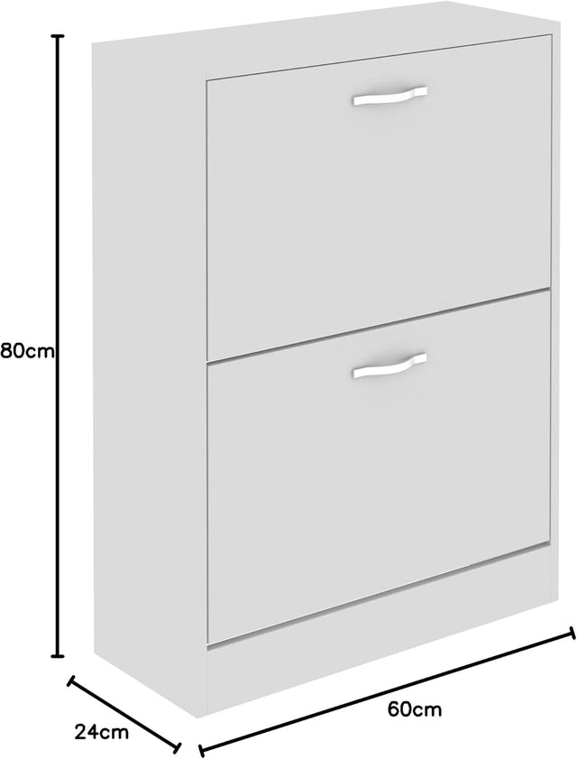 2 Tier Shoe Cabinet - White