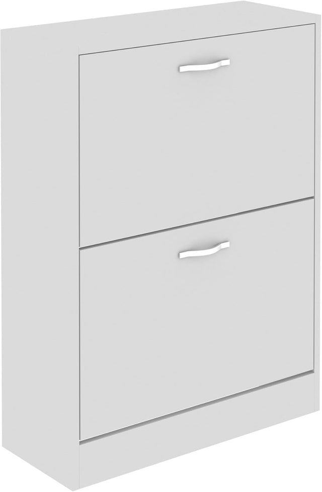 2 Tier Shoe Cabinet - White