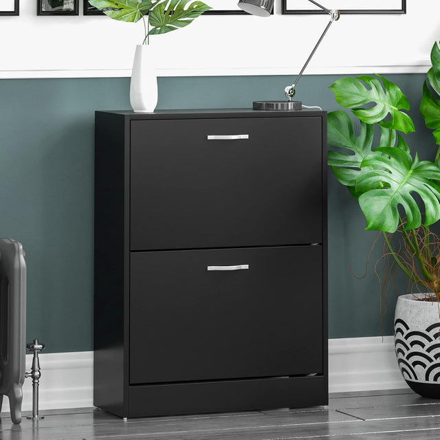 2 Tier Shoe Cabinet - Black