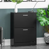 2 Tier Shoe Cabinet - Black