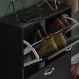 2 Tier Shoe Cabinet - Black