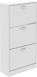 3 Tier Shoe Cabinet - White