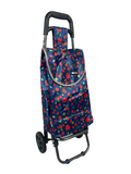 2 Wheel Shopping Trolley - Navy Strawberries