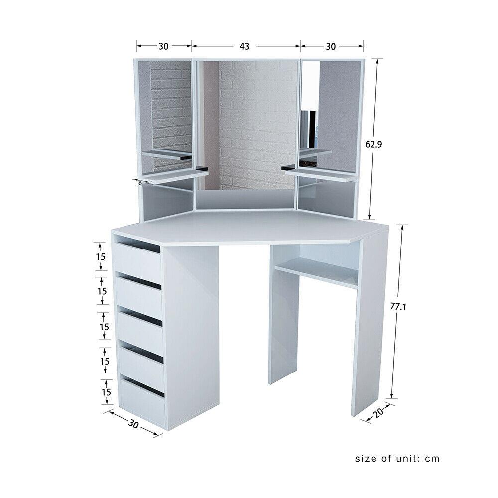 DRESSING TABLE WITH MIRROR +STOOL- WHITE – HamptonandStewart