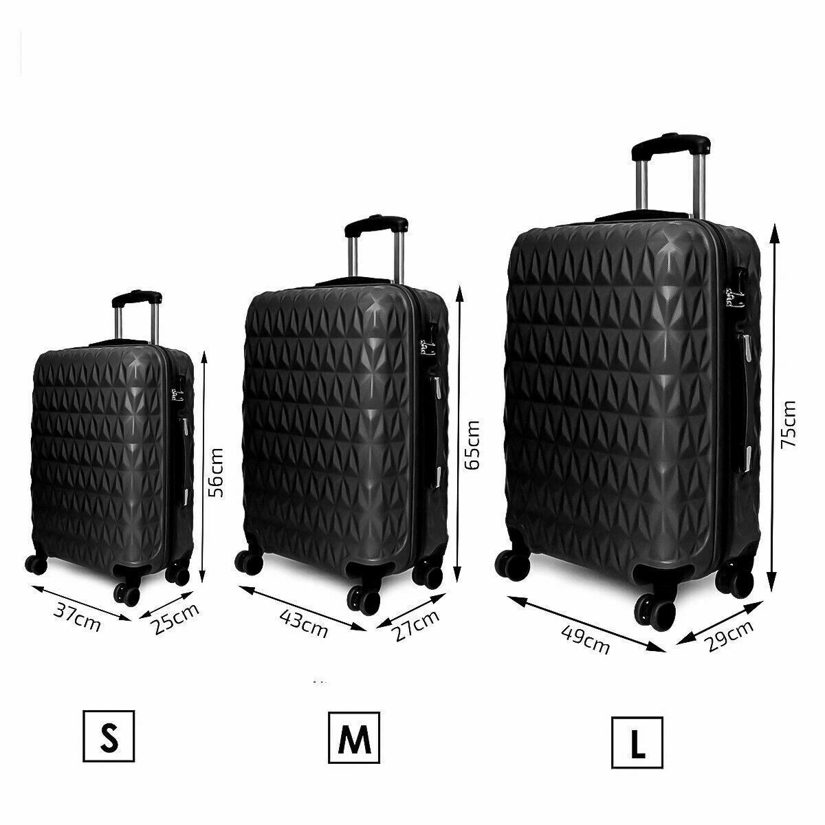 Light 4 Wheel Spinner Hard Shell Suitcase Black HamptonandStewart